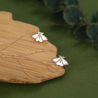 Moth Stud Earrings in Sterling Silver, Butterfly Earrings, Insect Earrings, Nature Inspired Animal Earrings