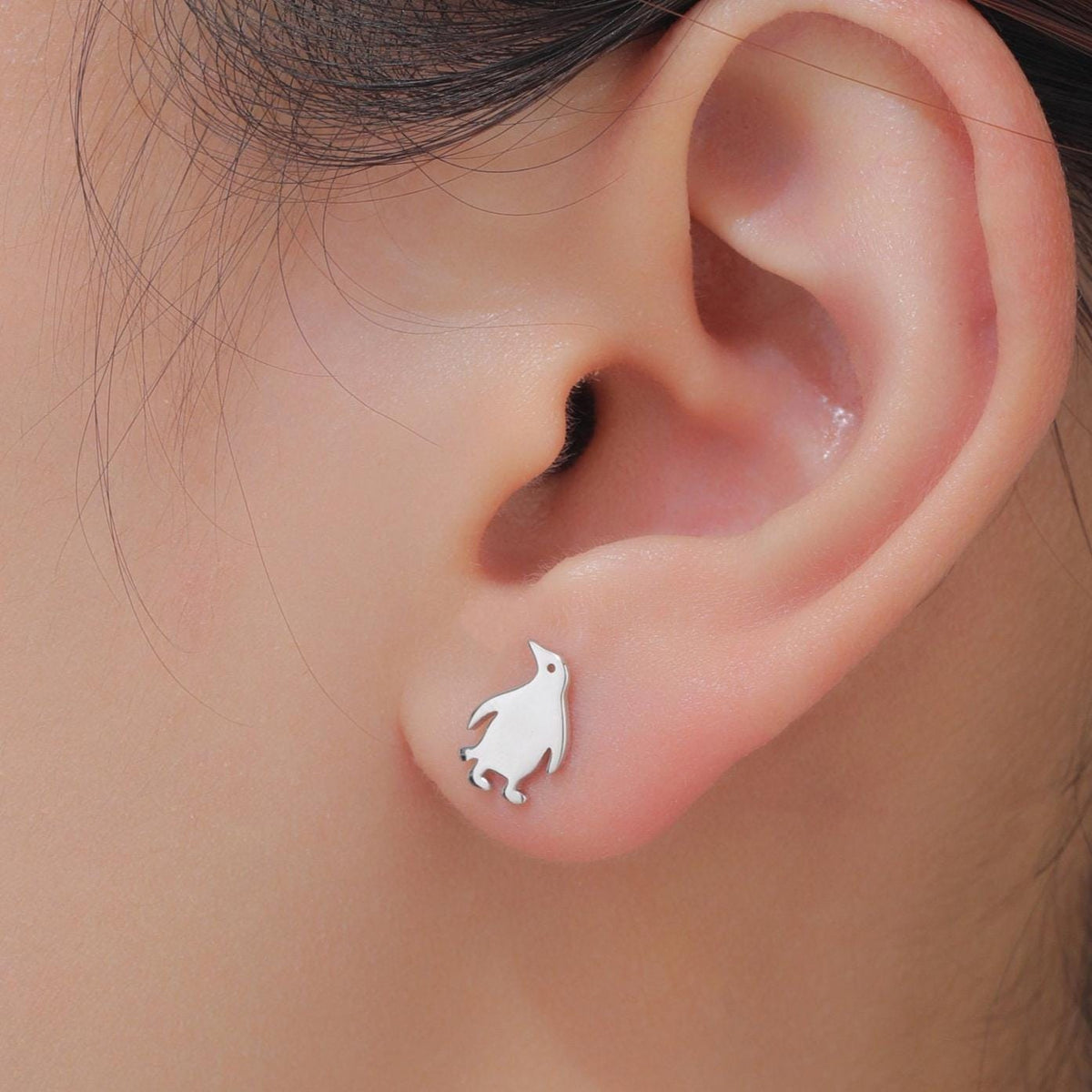 Tiny Penguin Bird Stud Earrings in Sterling Silver - Silver, Gold or Rose Gold, Fun Quirky and Whimsical Jewellery