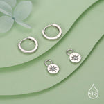 Starburst Disk Charms for Huggie Hoops in Sterling Silver