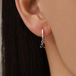Sterling Silver 4mm Black Onyx Hoop Earrings, Natural Black Onyx Dangle Hoop Earrings, Silver or Gold