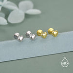 Sterling Silver 4mm Heart 16G Flat Back Stud Earrings