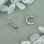 Sterling Silver Two Tone Daisy Huggie Hoop Earrings