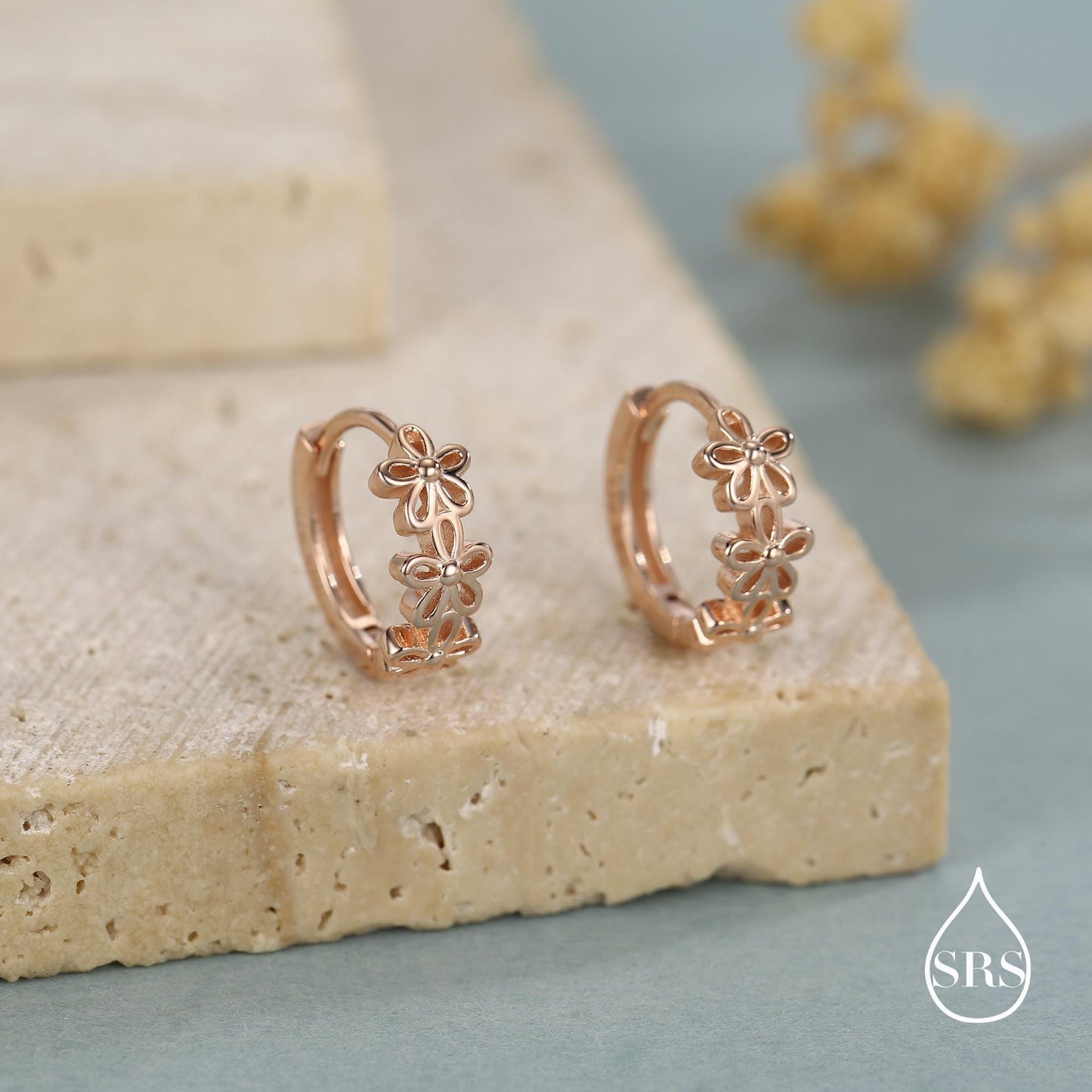 Sterling Silver Daisy Chain Huggie Hoop Earrings