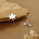 Mismatched Maple Seed & Maple Leaf Stud Earrings In Sterling Silver – Nature Inspired Asymmetric Sycamore Earrings, Botanical Jewellery