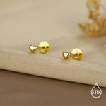 Sterling Silver 3mm Heart 16G Flat Back Stud Earrings