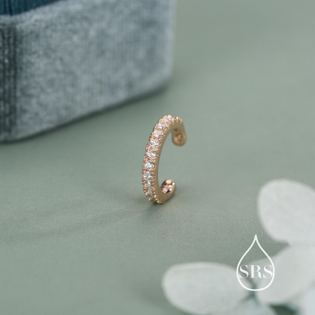Sterling Silver CZ Crystal Ear Cuff, Fine Pave Ear Cuff, Silver, Gold and Rose Gold, None-Pieced Earrings, Wrap Earrings,