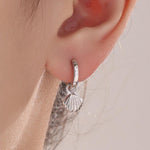 Sterling Silver Mismatched Shell and Starfish Huggie Hoops, Silver, Gold or Rose Gold, Detachable Cute Shell Hoop Earrings,