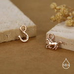 Mismatched Horse and Horse Shoe Charms for Huggie Hoops in Sterling Silver, Sold as a Asymmetric Pair, Silver or Gold or Rose Gold