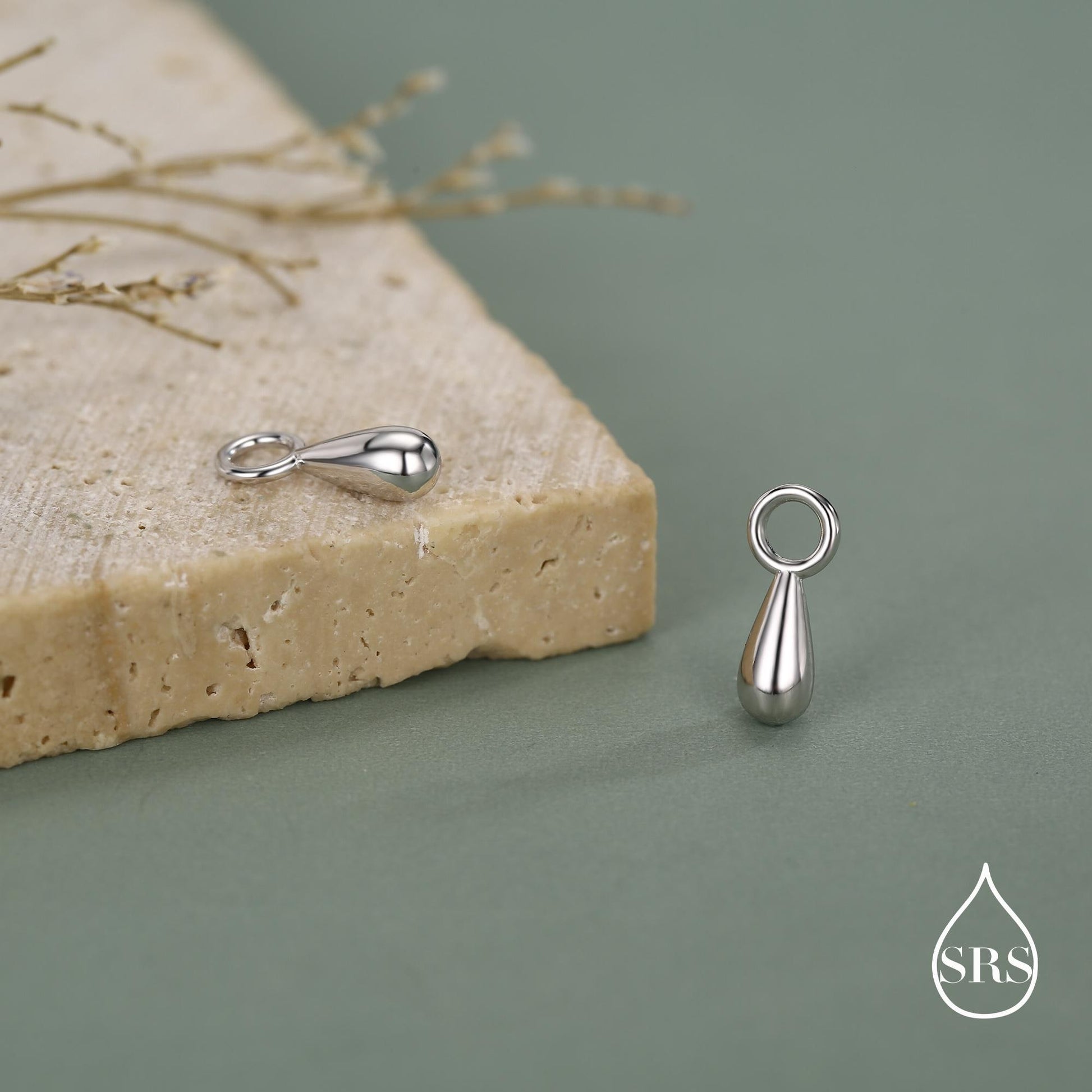 Sterling Silver Tiny Droplet Charms for Hoop Earrings