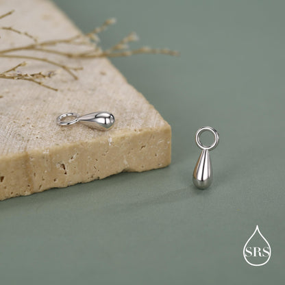 Sterling Silver Tiny Droplet Charms for Hoop Earrings