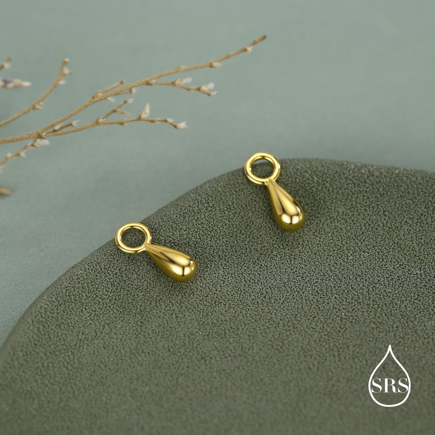 Sterling Silver Tiny Droplet Charms for Hoop Earrings