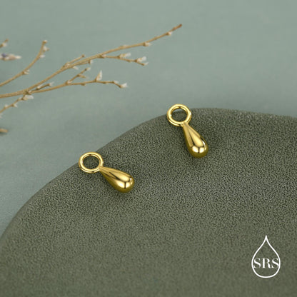 Sterling Silver Tiny Droplet Charms for Hoop Earrings