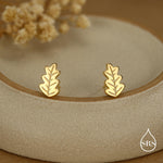 Oak Leaf Stud Earrings in Sterling Silver, Petite Acorn Leaf Earrings, Small Leaf Stud, Nature Inspired