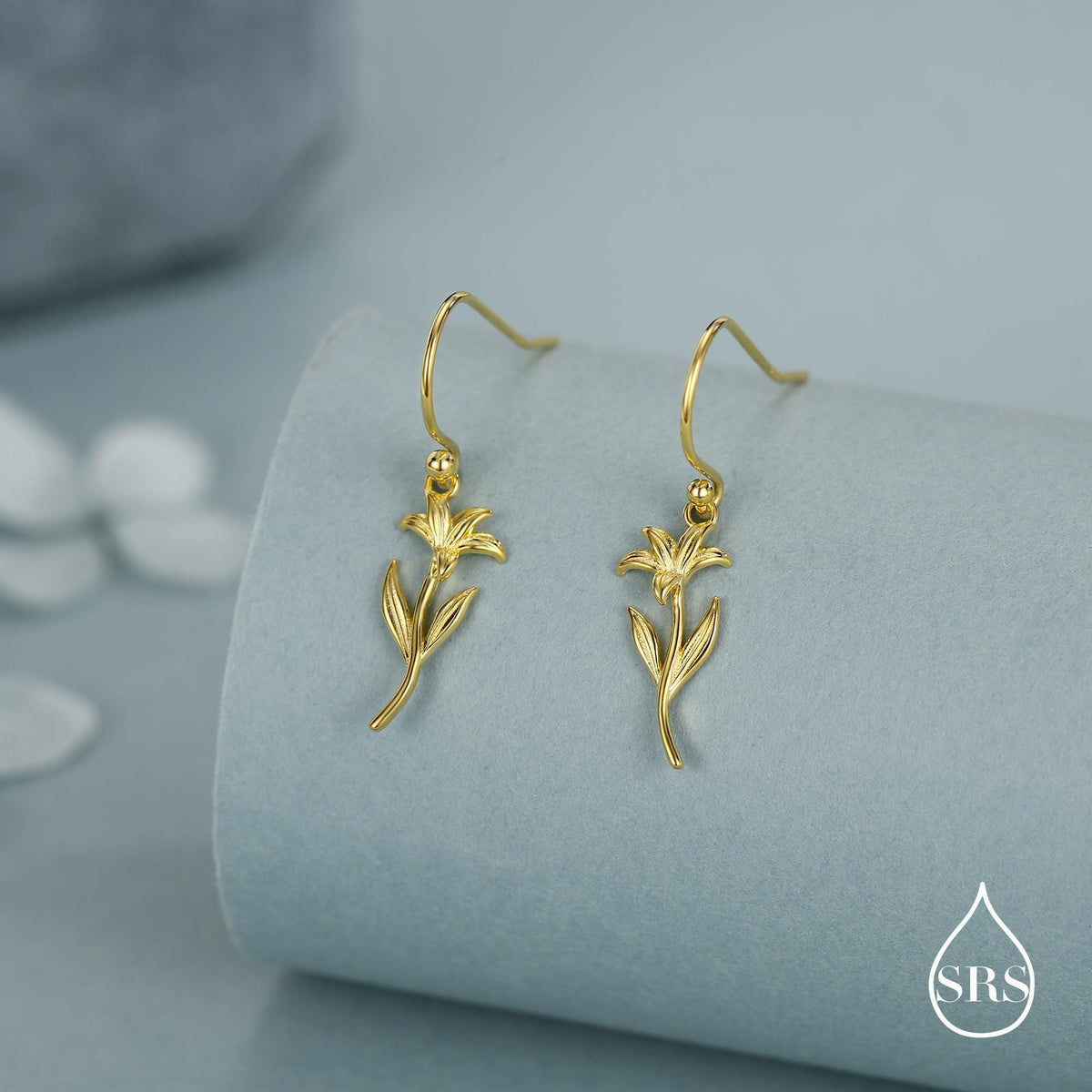 Sterling Silver Lily Flower Drop Earrings