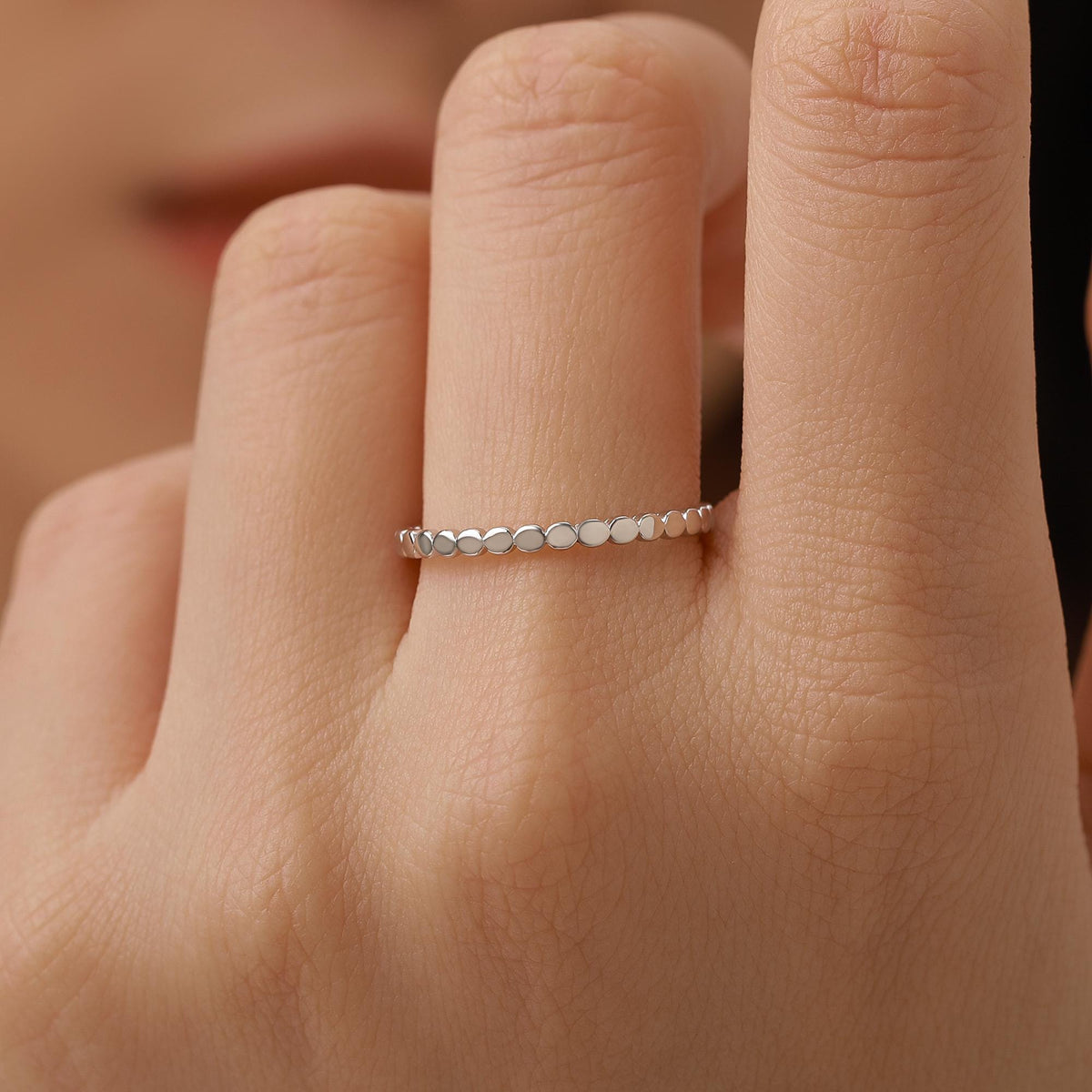 Sterling Silver Beaded Dot Band Ring