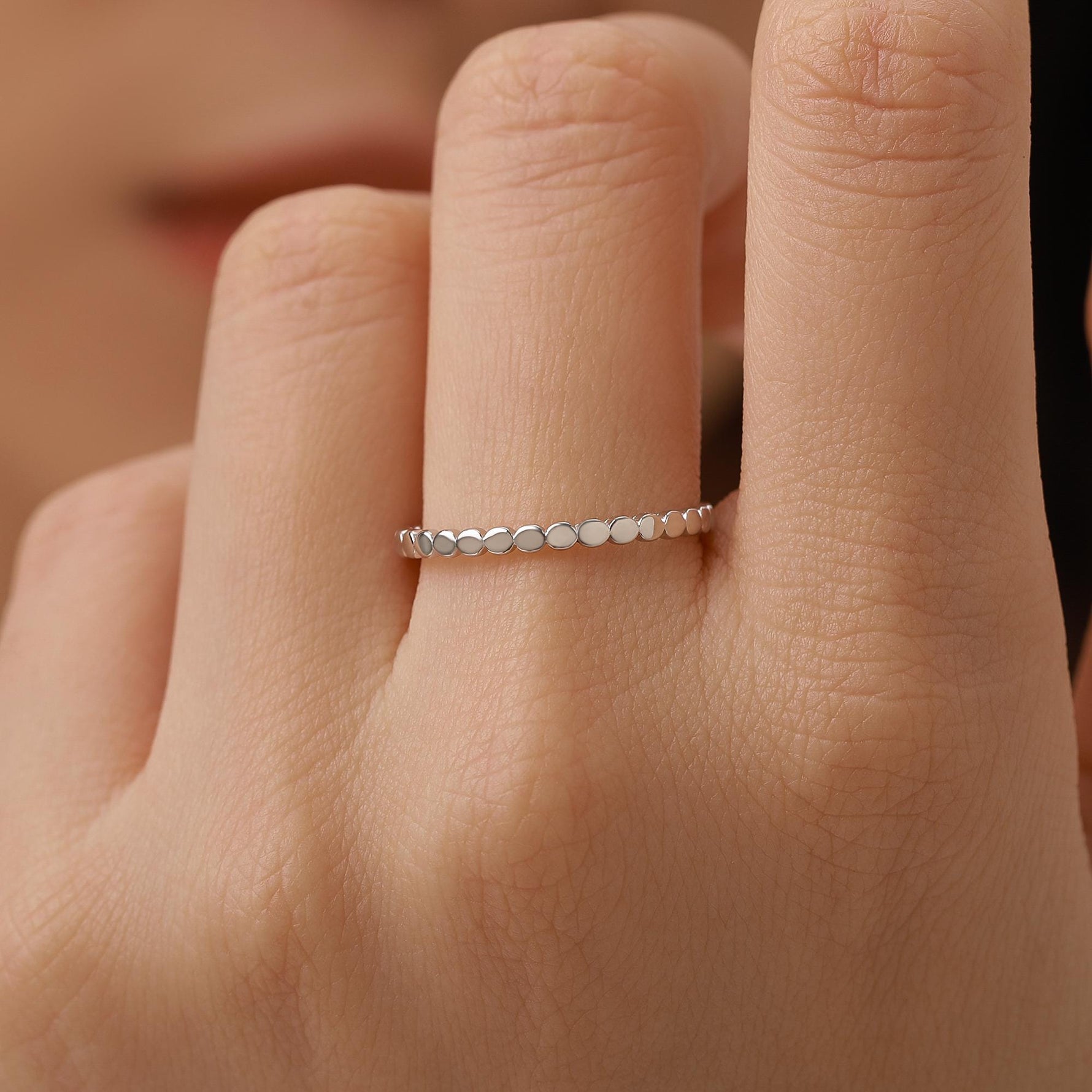Sterling Silver Beaded Dot Band Ring