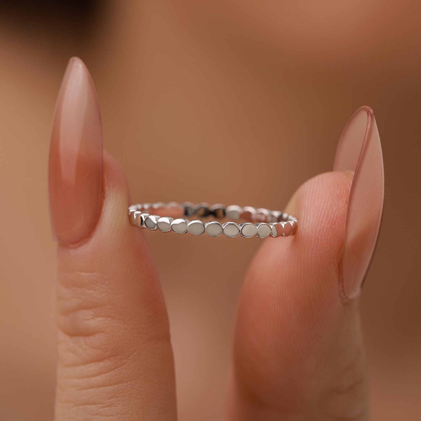 Sterling Silver Beaded Dot Band Ring