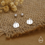Sterling Silver Pumpkin 18G Screw Back Stud Earring with Ball Backs