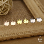 Sterling Silver Pumpkin 18G Screw Back Stud Earring with Ball Backs
