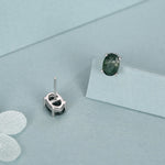 Sterling Silver Moss Agate 5x7mm Oval Stud Earrings