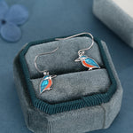 Sterling Silver Kingfisher Enamel Drop Earrings