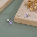Sterling Silver Purple Hydrangea Flower 18G Screw Back Stud Earrings with Ball Backs