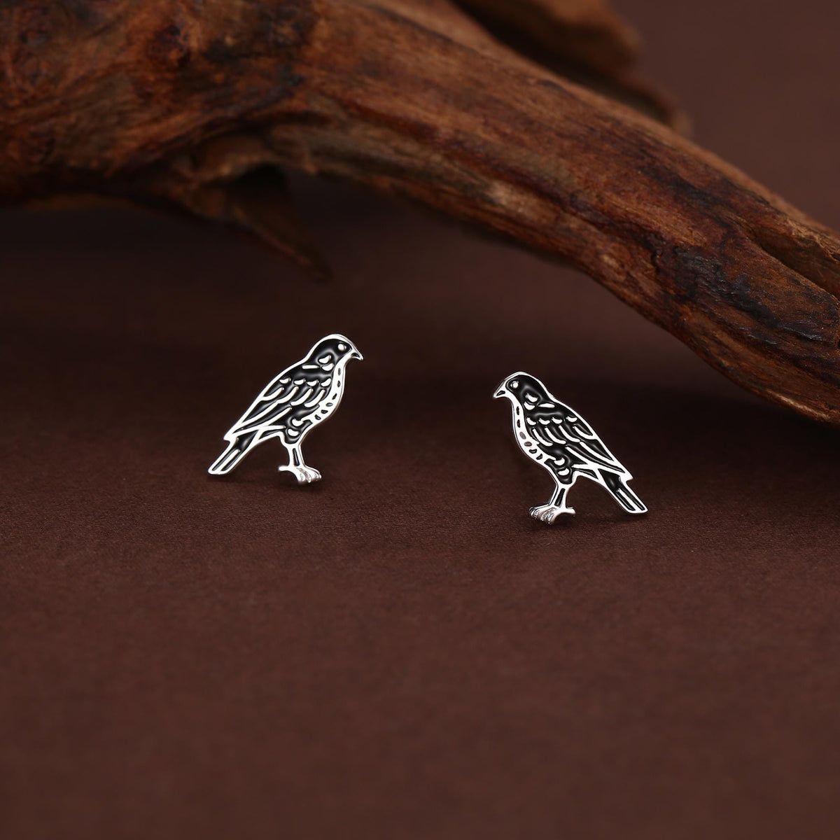 Sterling Silver Falcon Bird Stud Earrings