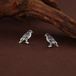 Sterling Silver Falcon Bird Stud Earrings