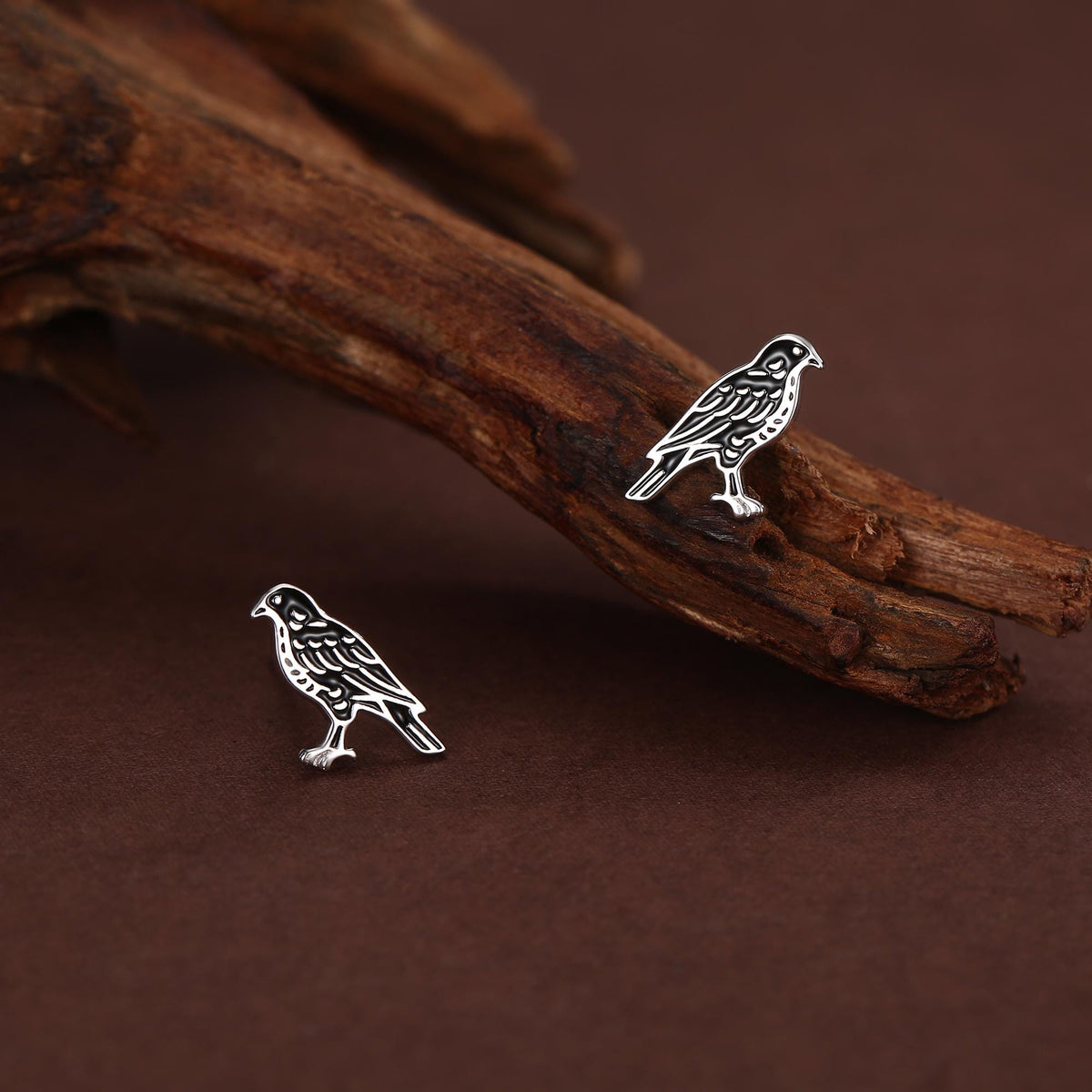 Sterling Silver Falcon Bird Stud Earrings