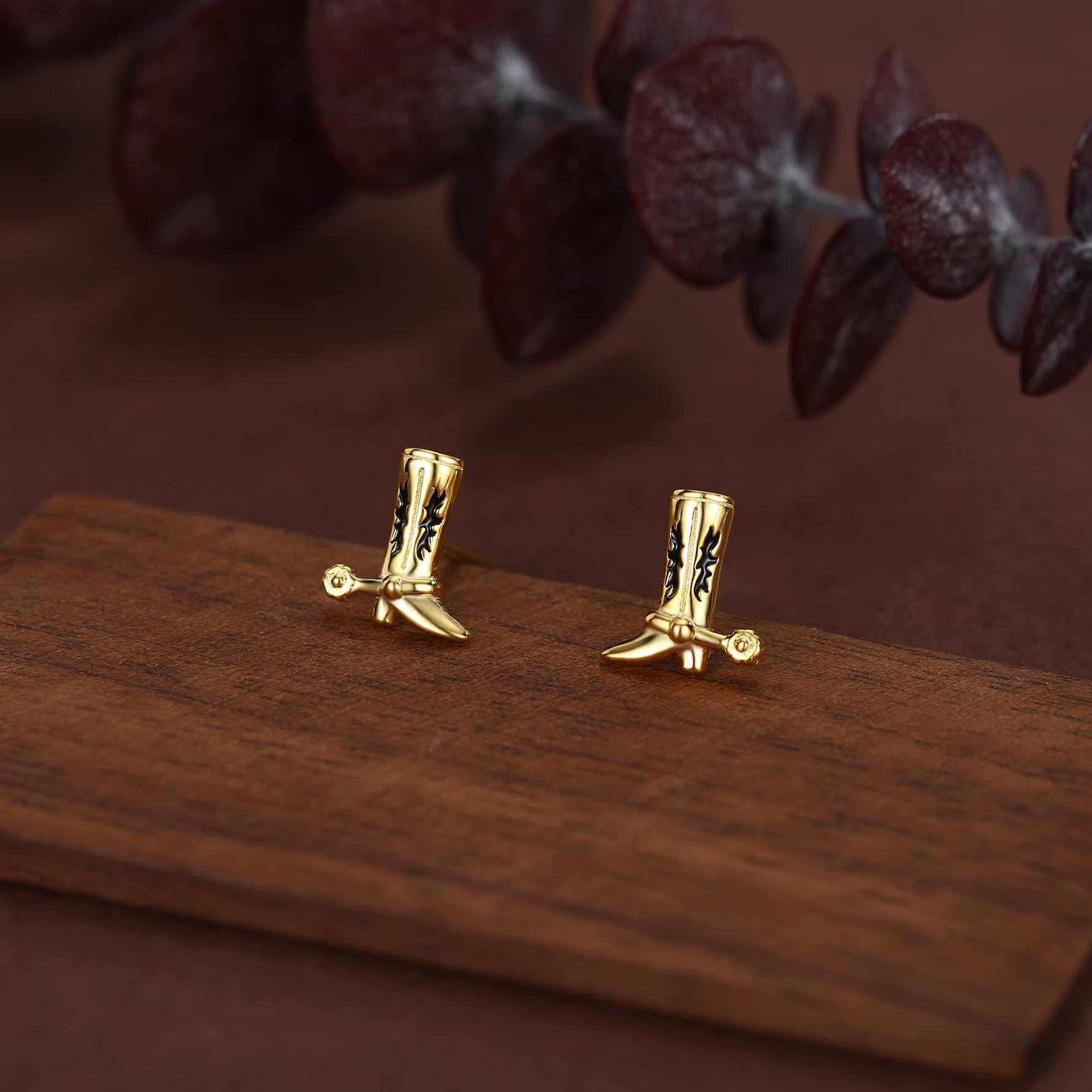 Sterling Silver Cowboy Boot Stud Earrings
