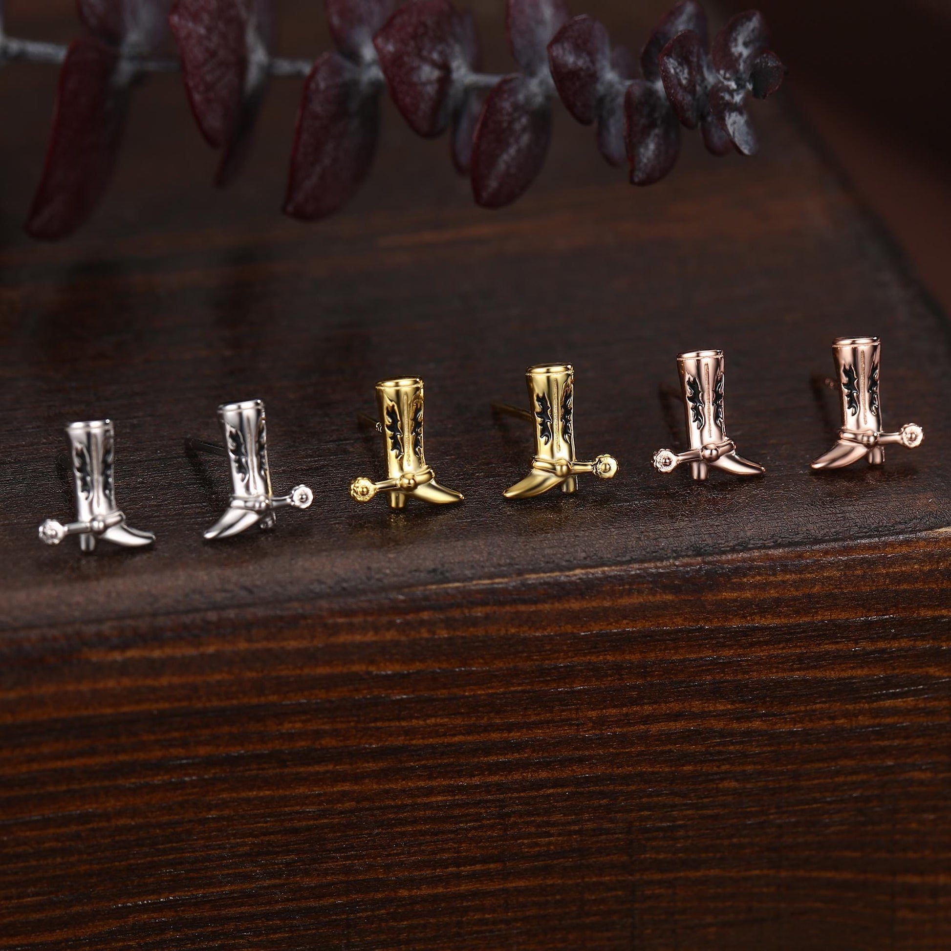 Sterling Silver Cowboy Boot Stud Earrings