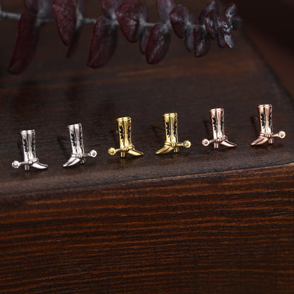 Sterling Silver Cowboy Boot Stud Earrings