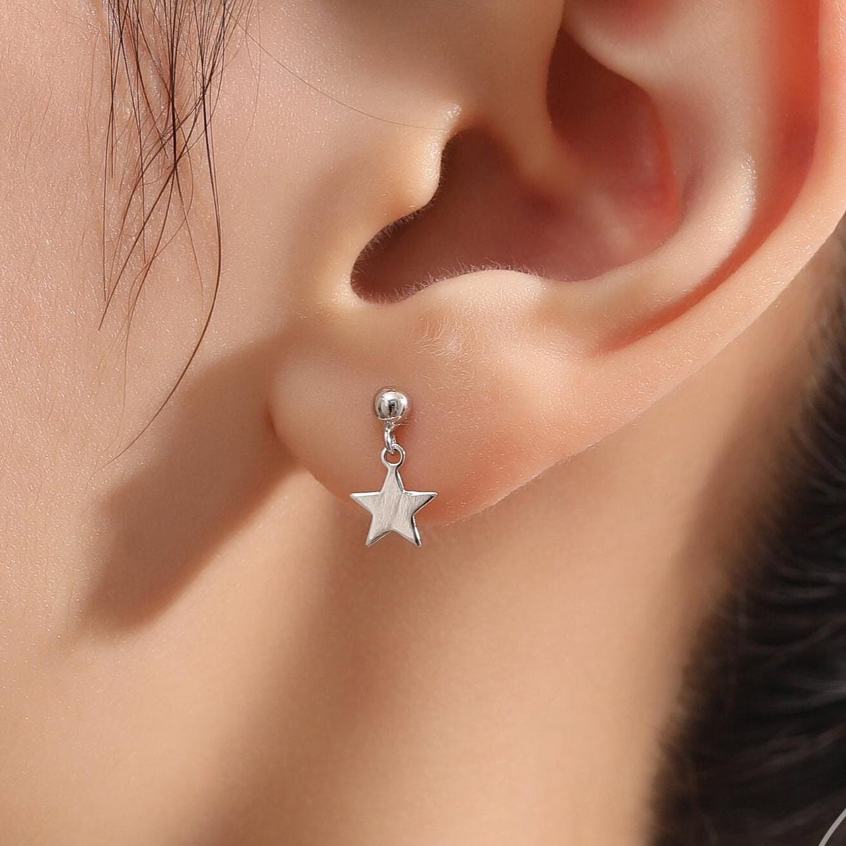 Minimalist Star Dangle Drop Stud Earrings in Sterling Silver, Silver or Gold or Rose Gold, Tiny Star Earrings, Sunburst Earrings, Celestial