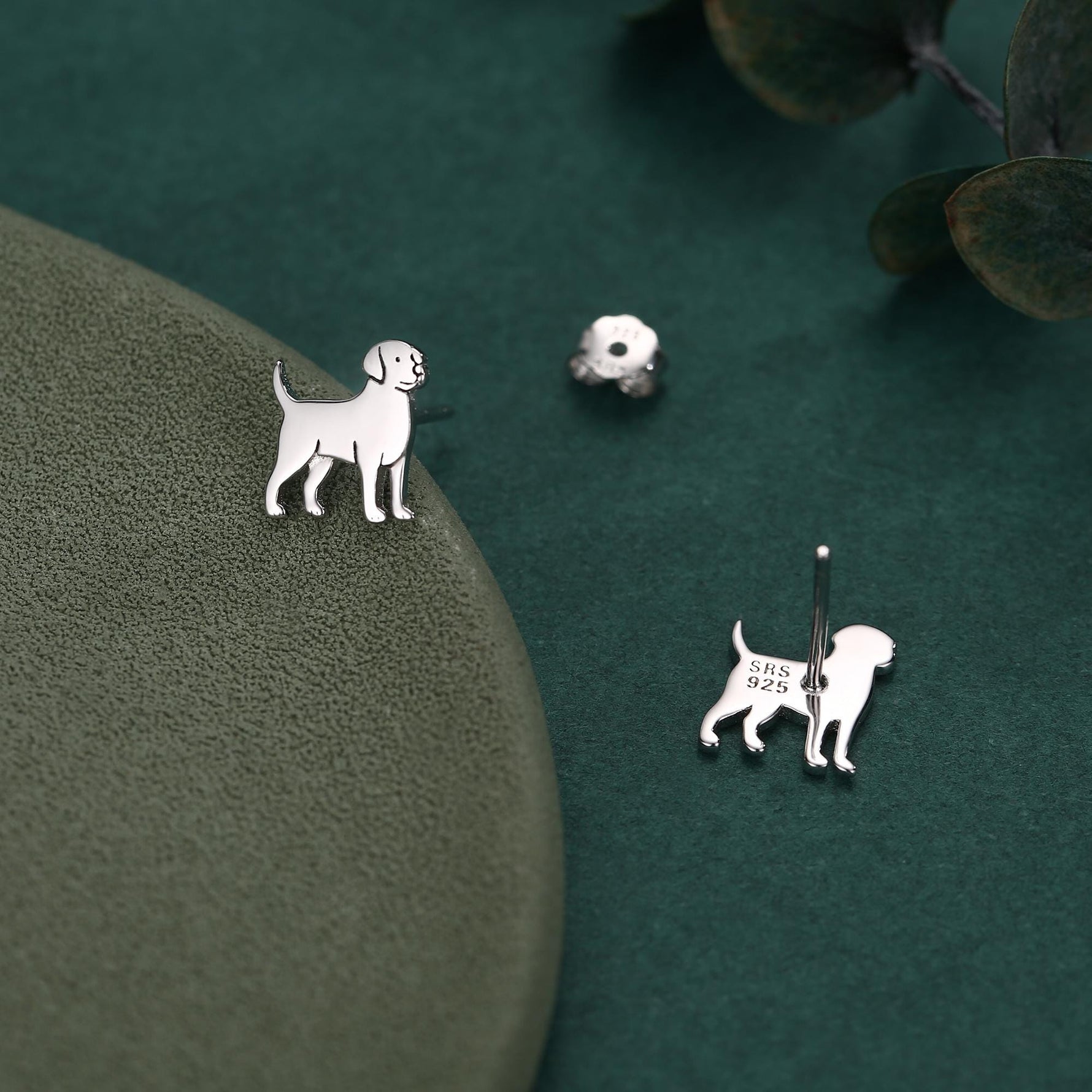 Sterling Silver Labrador / Retriever Puppy Dog Stud Earrings