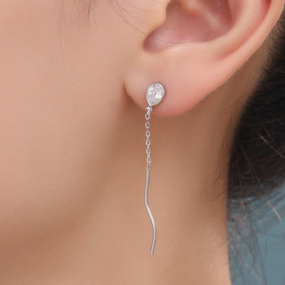 Sterling Silver Balloon Dangle Stud Earrings, Silver or Gold, Clear CZ Balloon Earrings, Cute and Quirky Design