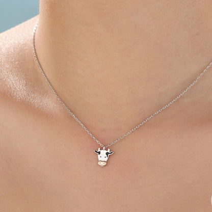 Tiny Dairy Cow Pendant Necklace in Sterling Silver, Dairy Cow Necklace, Farm Animal Necklace, Scottish-Inspired Jewellery