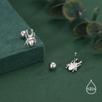 Sterling Silver Beetle 18G Screw Back Stud Earring with Ball Back