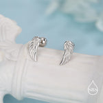 Sterling Silver Angel Wing 16G Screw Back Stud Earrings with Ball Backs