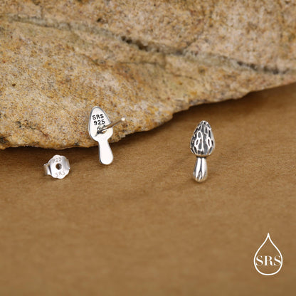 Sterling Silver Morel Mushroom Stud Earrings
