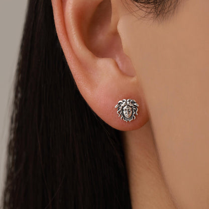Sterling Silver Medusa Head Stud Earrings