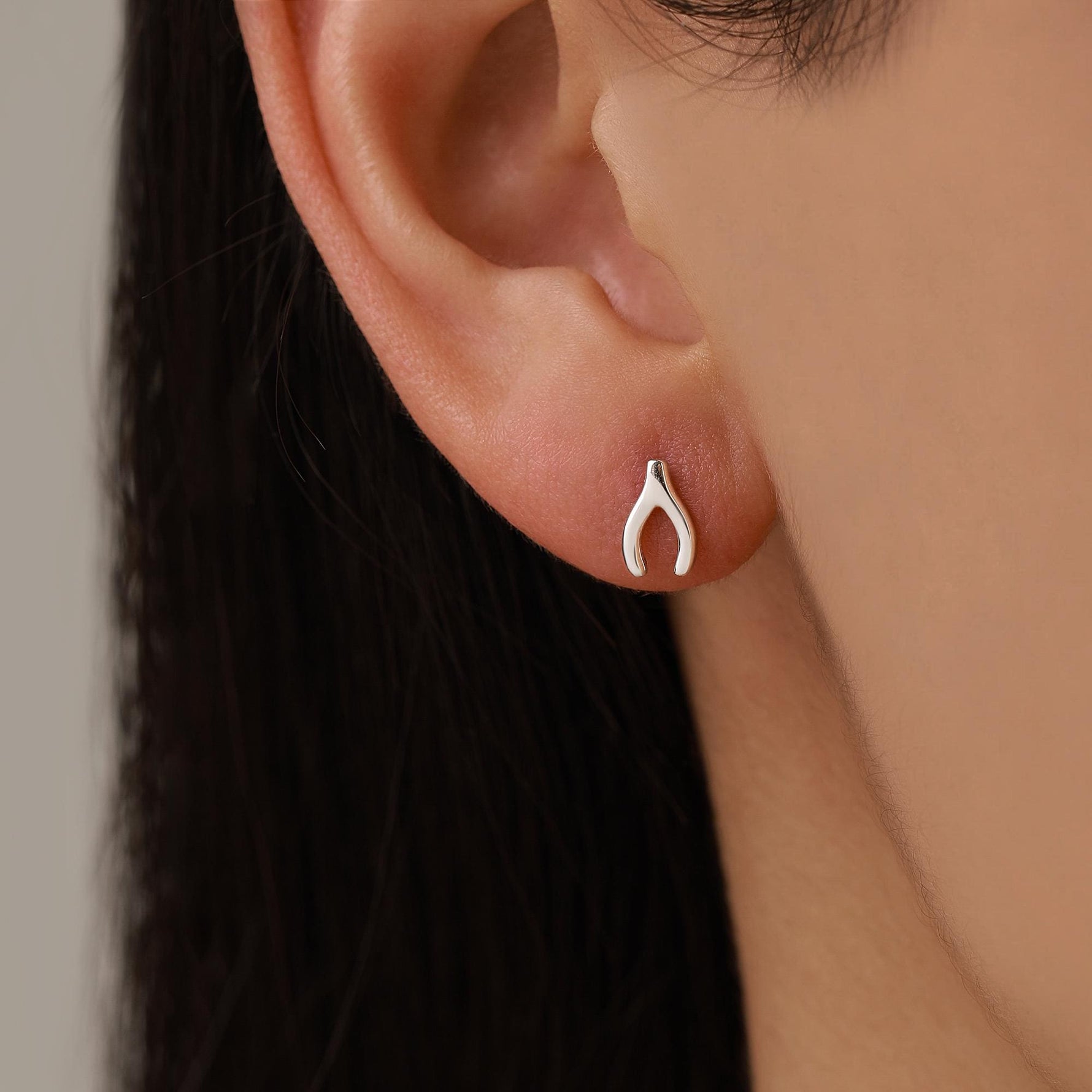 Sterling Silver Wishbone 18G Screw Back Earrings