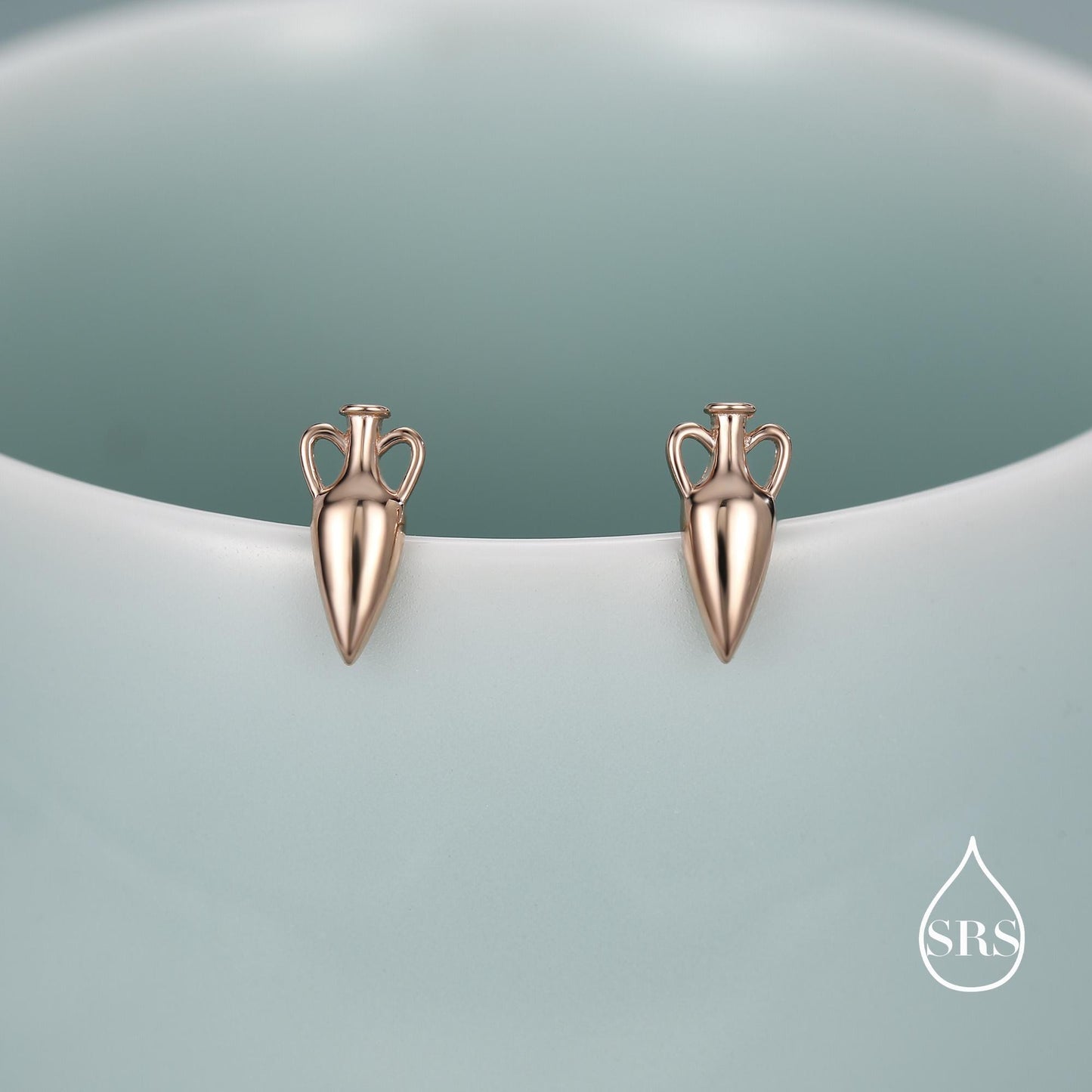 Sterling Silver Amphora Vase Stud Earrings