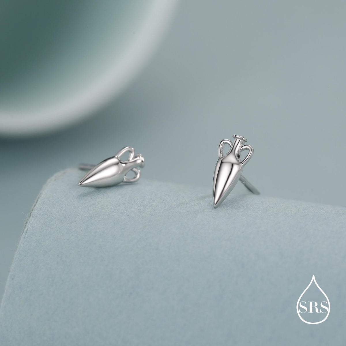 Sterling Silver Amphora Vase Stud Earrings