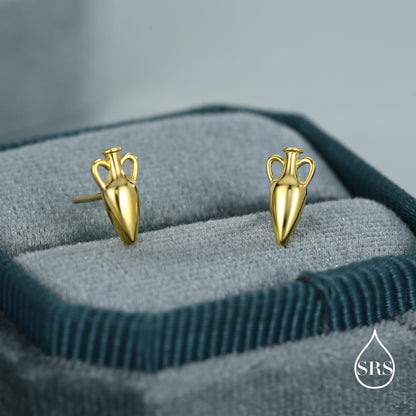 Sterling Silver Amphora Vase Stud Earrings
