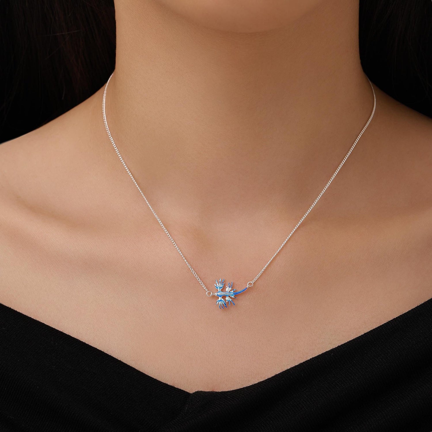 Sterling Silver Blue Dragon Nudibranch Necklace