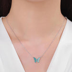 Blue Enamel Butterfly Charm Necklace