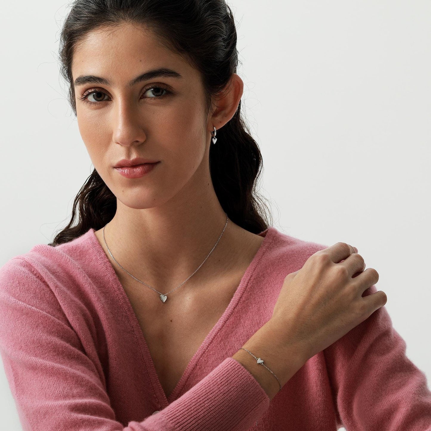 Extra Tiny Heart Bracelet in Sterling Silver, Silver or Gold or Rose Gold, Small Heart Bracelet, Silver Heart Bracelet