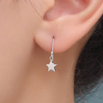 Asymmetric Moon and Star Dangle Drop Hook Earrings in Sterling Silver, Silver or Gold or Rose Gold, Tiny Moon and Star Dangle Earrings