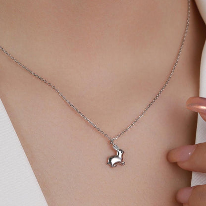 Tiny Little Rabbit Pendant Necklace in Sterling Silver, Silver Rabbit Necklace, Silver Hare Necklace