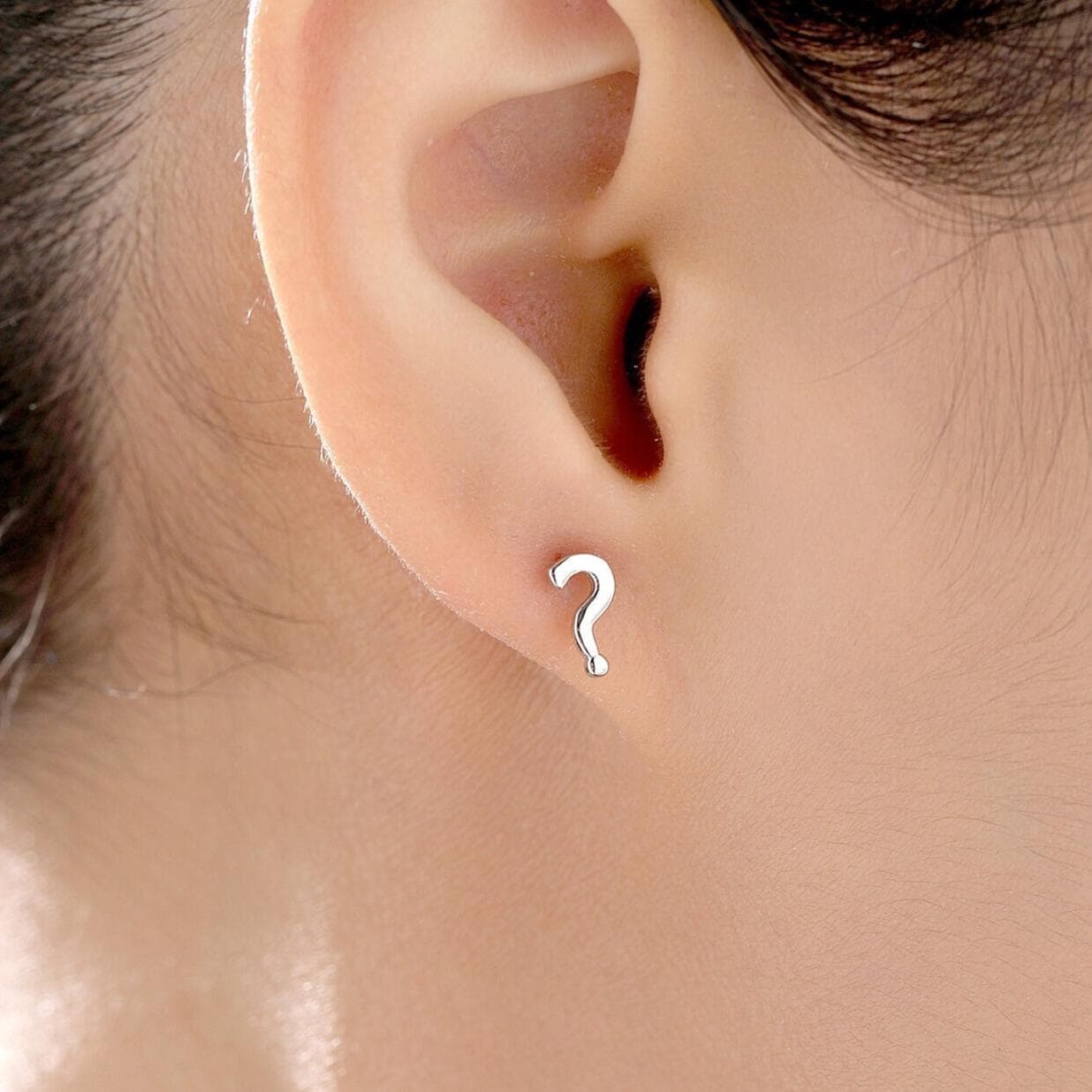 Question Mark Stud Earrings in Sterling Silver, Silver or Gold or Rose Gold, Question Mark Earrings, Fun and Playful Jewellery